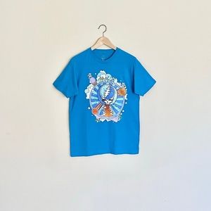Grateful Dead Skull In Clouds Graphic Blue T Shirt Adult size Medium